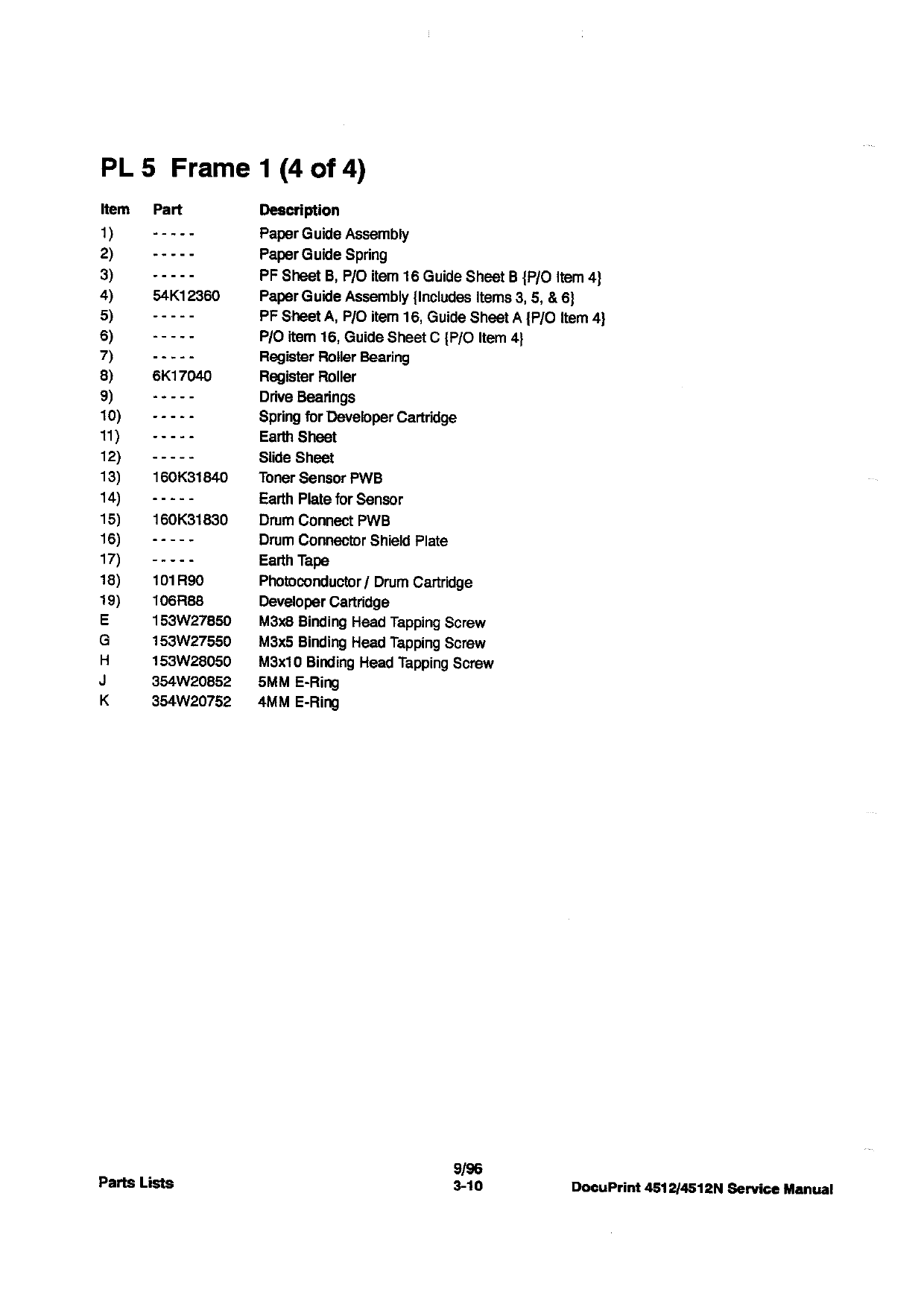 Xerox DocuPrint 4512 Parts List and Service Manual-2